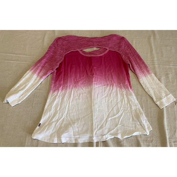 Z by Zobha Pullover Top Womens XL / 2XL Pink & White Ombre wBack Cut Out Blouse - Picture 5 of 11